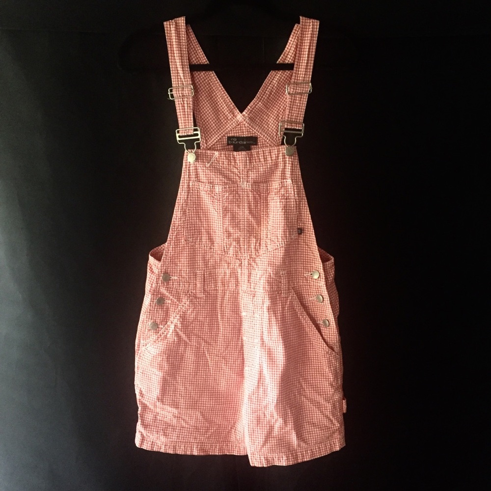 90’s gingham plaid overall shorts / coveralls